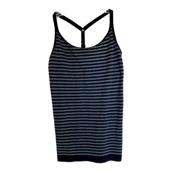 Athleta Activewear Top Up-Tempo Stripe Tank Black & Gray Size S - Picture 1 of 7